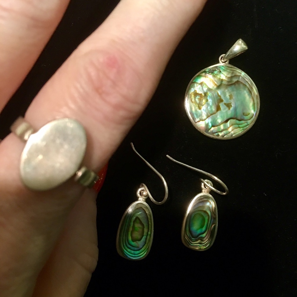 Vintage Solid Sterling Silver 925 Abalone Spinnin… - image 4